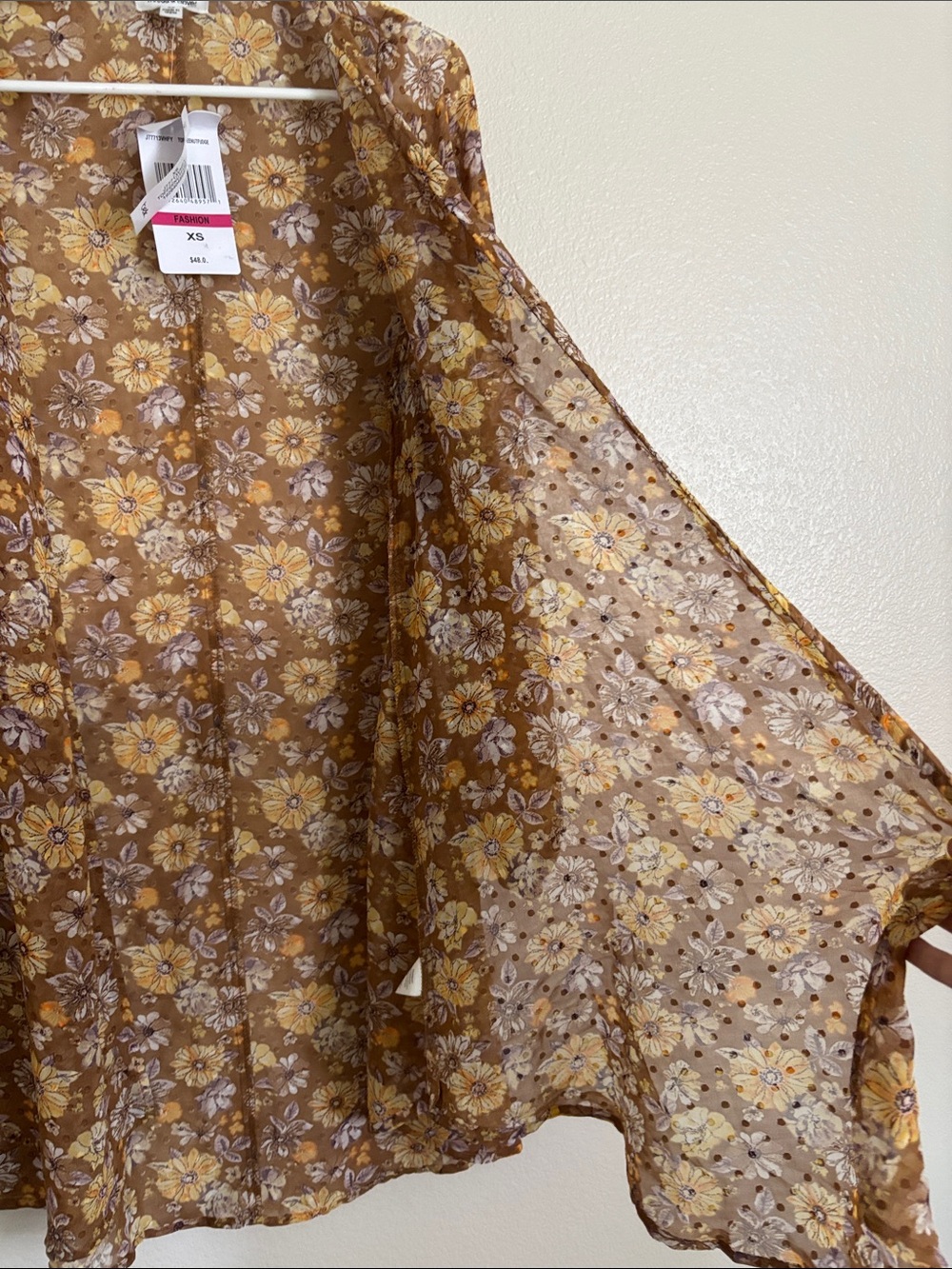 NWT Thread & Clover Fall Sheer Floral Cardigan - Picture 3 of 5